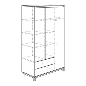 Kleiderschrank 3 Türen 2 Schubladen OLLI Paidi weiß schiefergrau