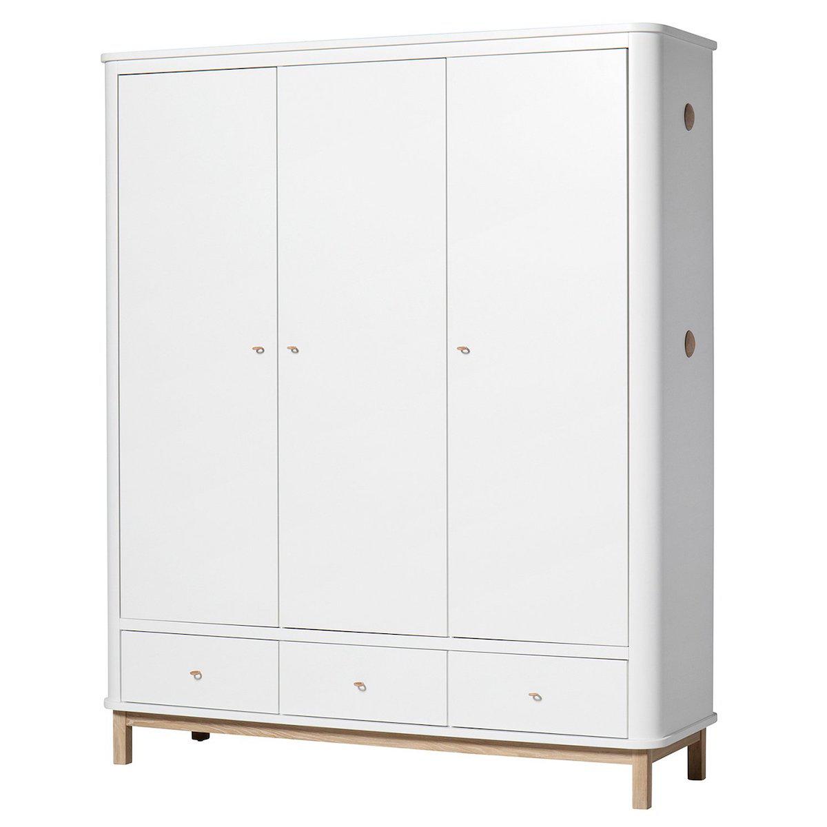 Kleiderschrank 3 Türen WOOD Oliver Furniture weiß-Eiche