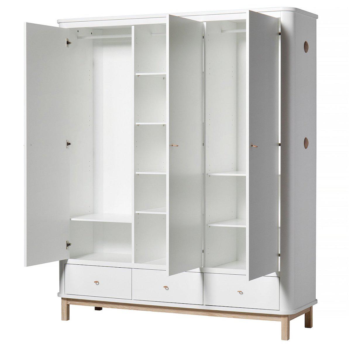 Kleiderschrank 3 Türen WOOD Oliver Furniture weiß-Eiche