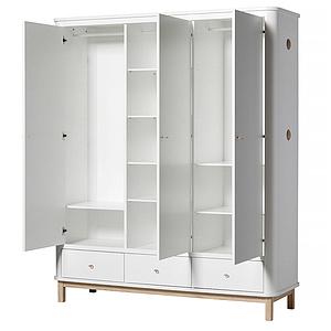 Kleiderschrank 3 Türen WOOD Oliver Furniture weiß-Eiche