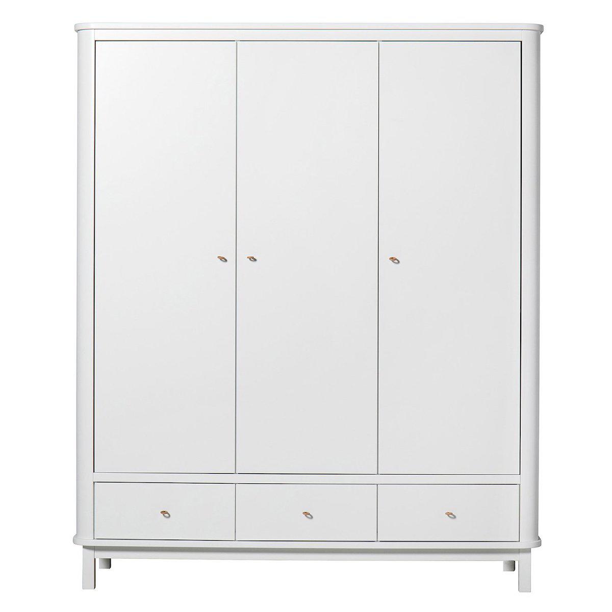 Kleiderschrank 3 Türen WOOD Oliver Furniture weiß