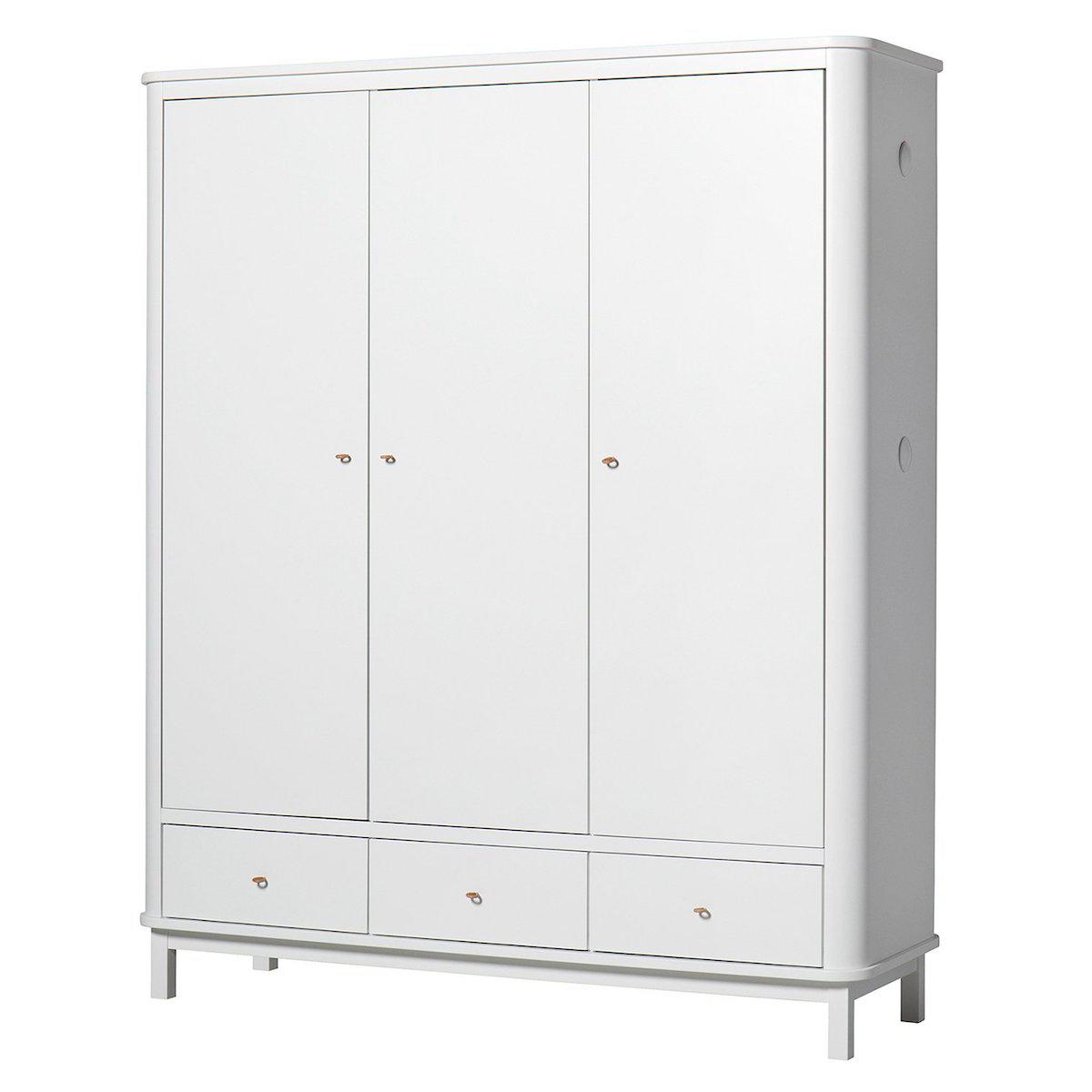 Kleiderschrank 3 Türen WOOD Oliver Furniture weiß