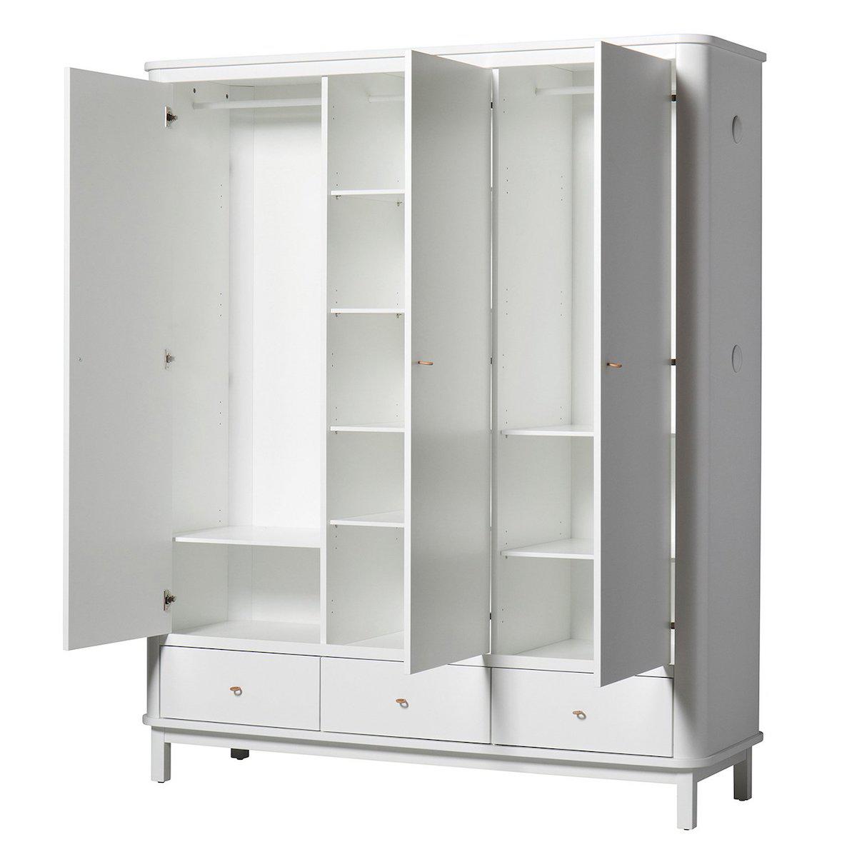 Kleiderschrank 3 Türen WOOD Oliver Furniture weiß