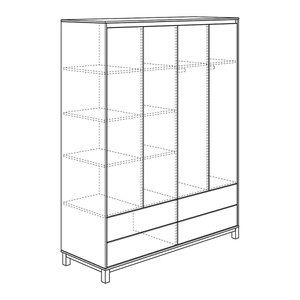 Kleiderschrank 4 Türen 4 Schubladen OLLI Paidi weiß schiefergrau