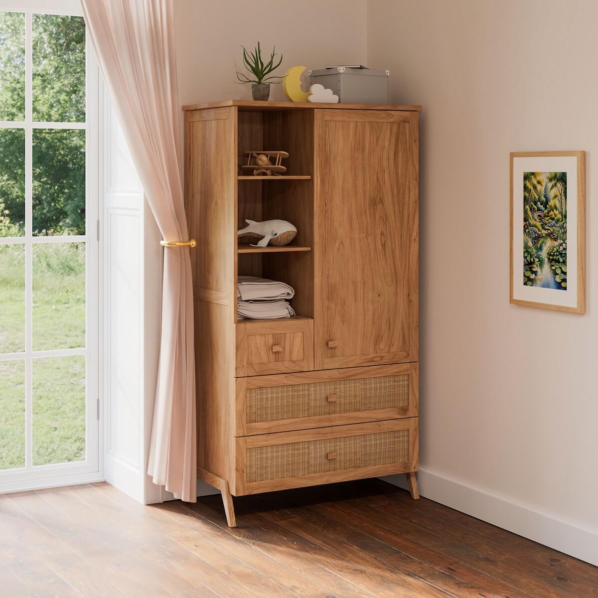 Kleiderschrank 93,6x52x86,5cm MARELIA HOLZ Theo Bebe natürlich