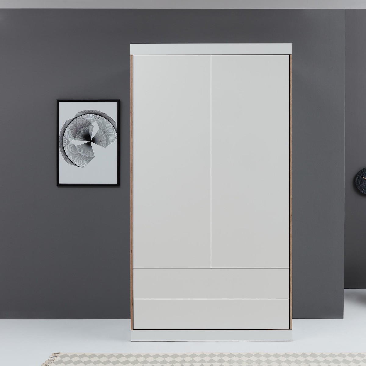 Kleiderschrank FLAI mit zwei Türen + 2 Schubkästen Müller Small Living weiß