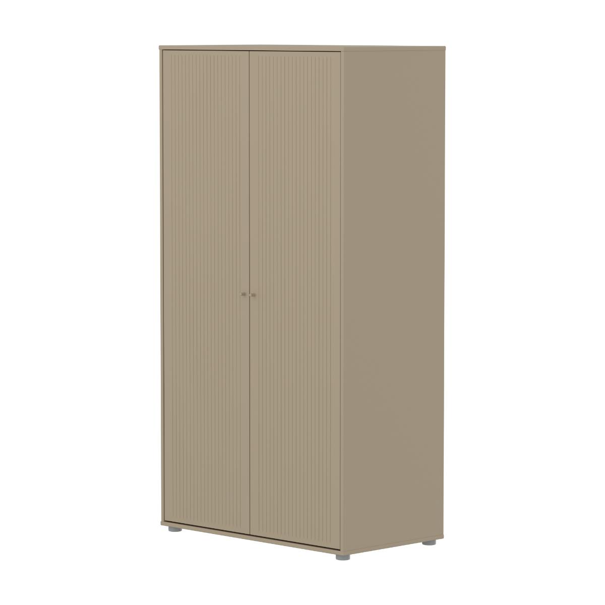 Kleiderschrank Kind 2 Türen Rillen SAGA FLEXA Hafer hellgrau
