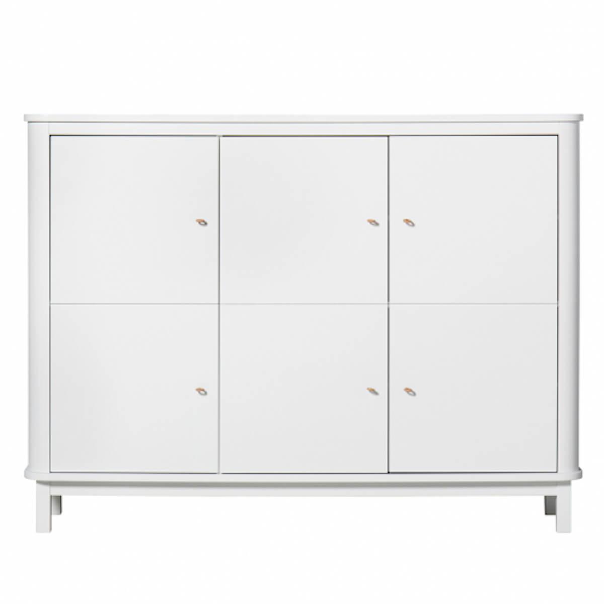Kleiderschrank Multi-Speicherplatz 3 Türen WOOD Oliver Furniture weiß