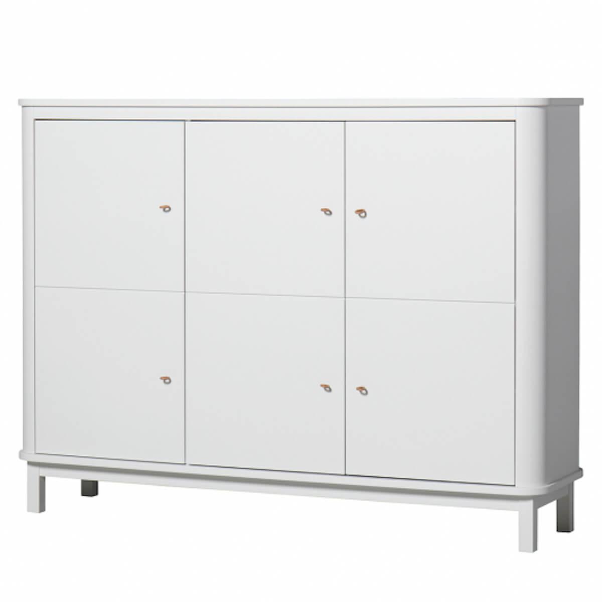 Kleiderschrank Multi-Speicherplatz 3 Türen WOOD Oliver Furniture weiß