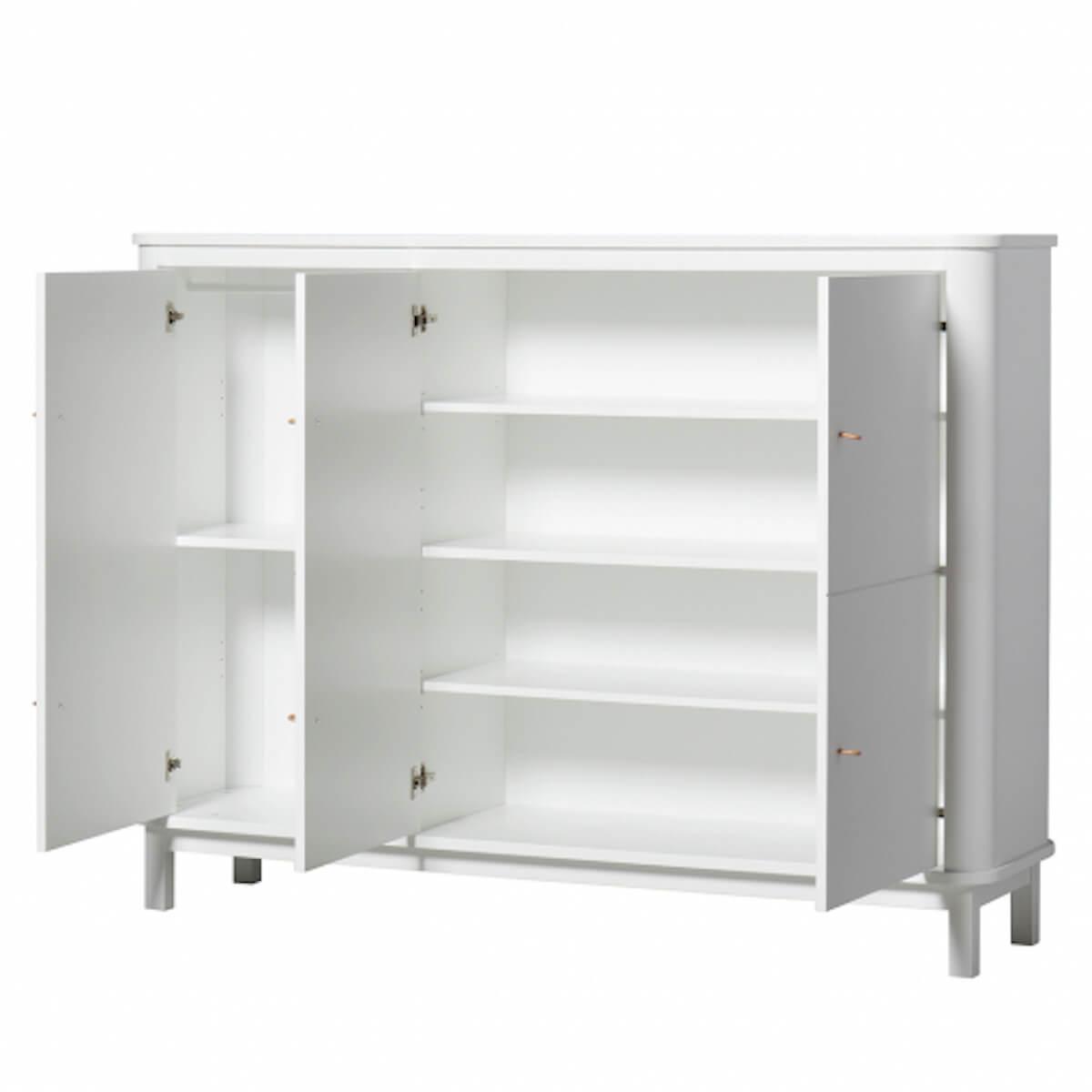 Kleiderschrank Multi-Speicherplatz 3 Türen WOOD Oliver Furniture weiß