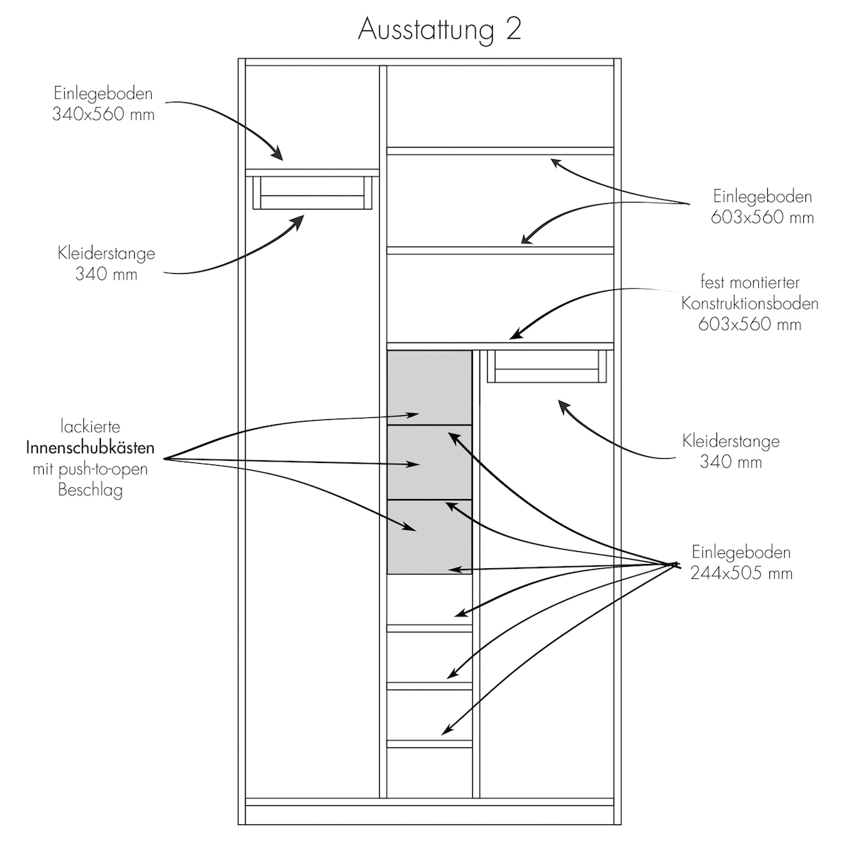 Kleiderschrank PLANE 2 Türen Müller Small Living weiß