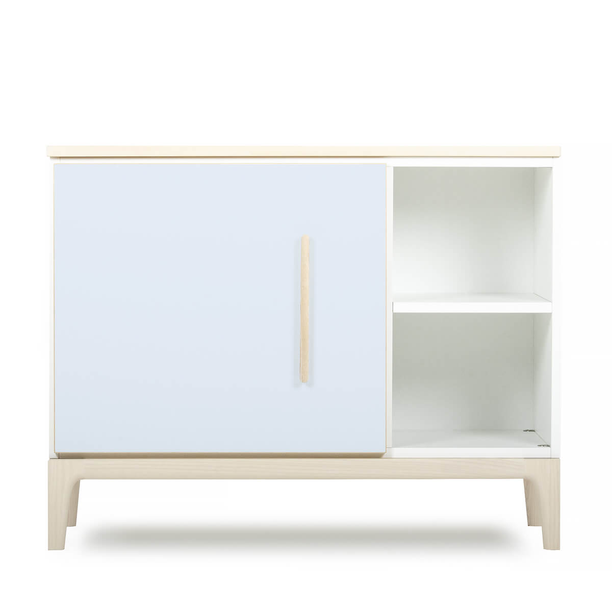 Kleinmöbel 1 Tür 2 Nischen NADO Curve Esche sky blue