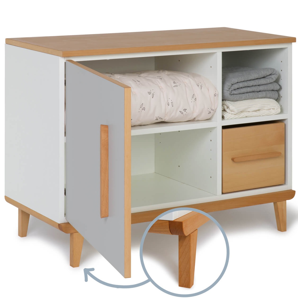 Kleinmöbel 1 Tür 2 Nischen NADO Retro Buche manhattan grey
