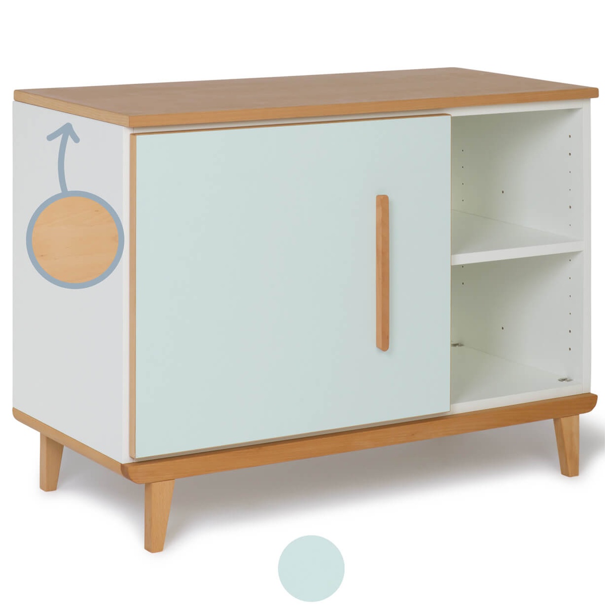Kleinmöbel 1 Tür 2 Nischen NADO Retro Buche mint