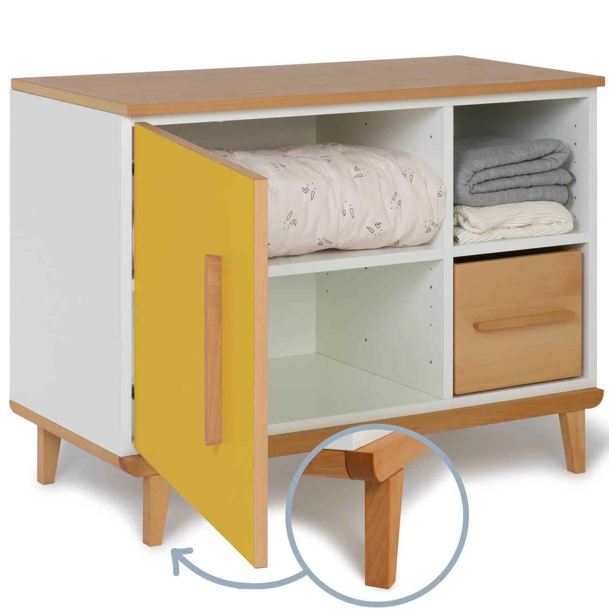Kleinmöbel 1 Tür 2 Nischen NADO Retro Buche sunshine yellow
