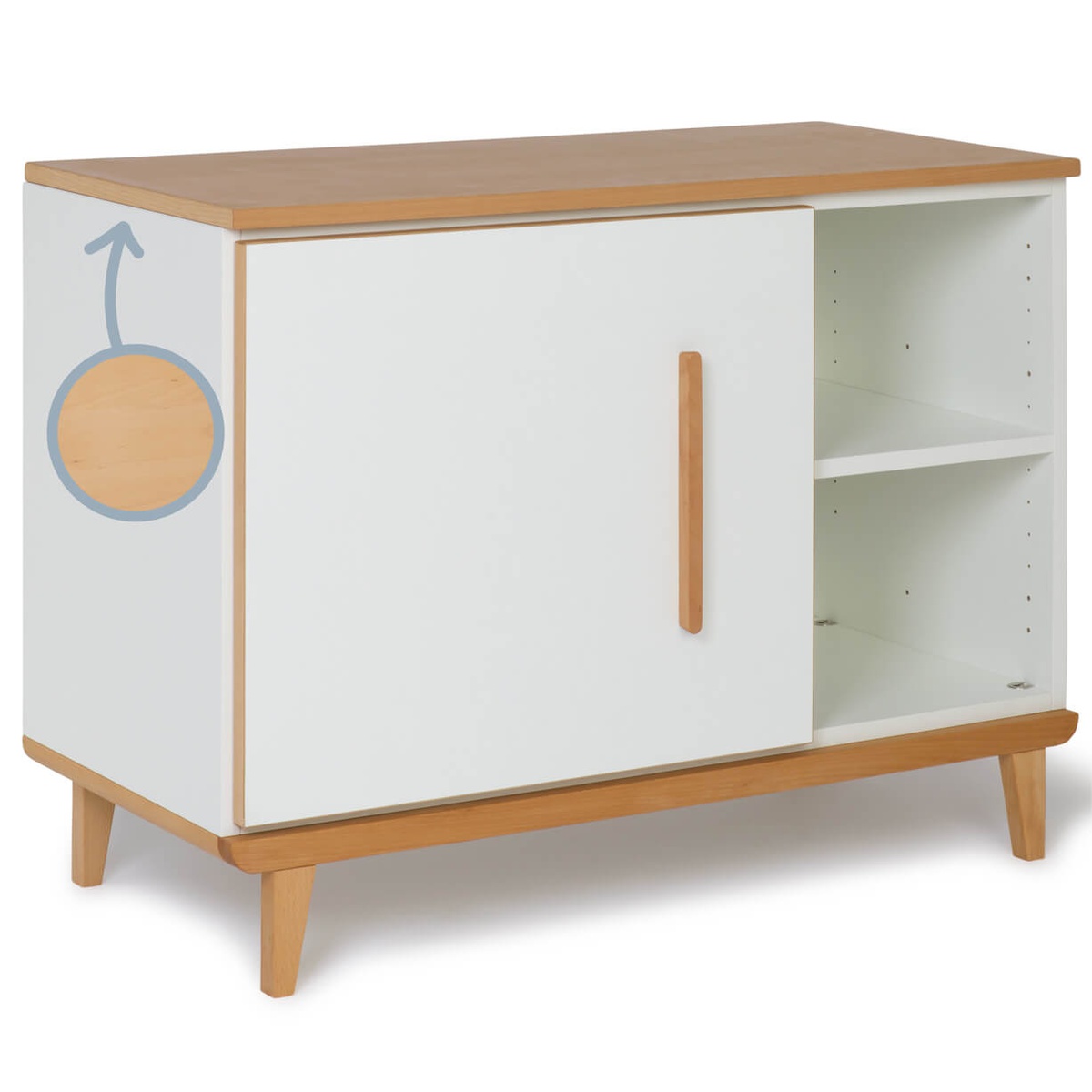 Kleinmöbel 1 Tür 2 Nischen NADO Retro Buche white