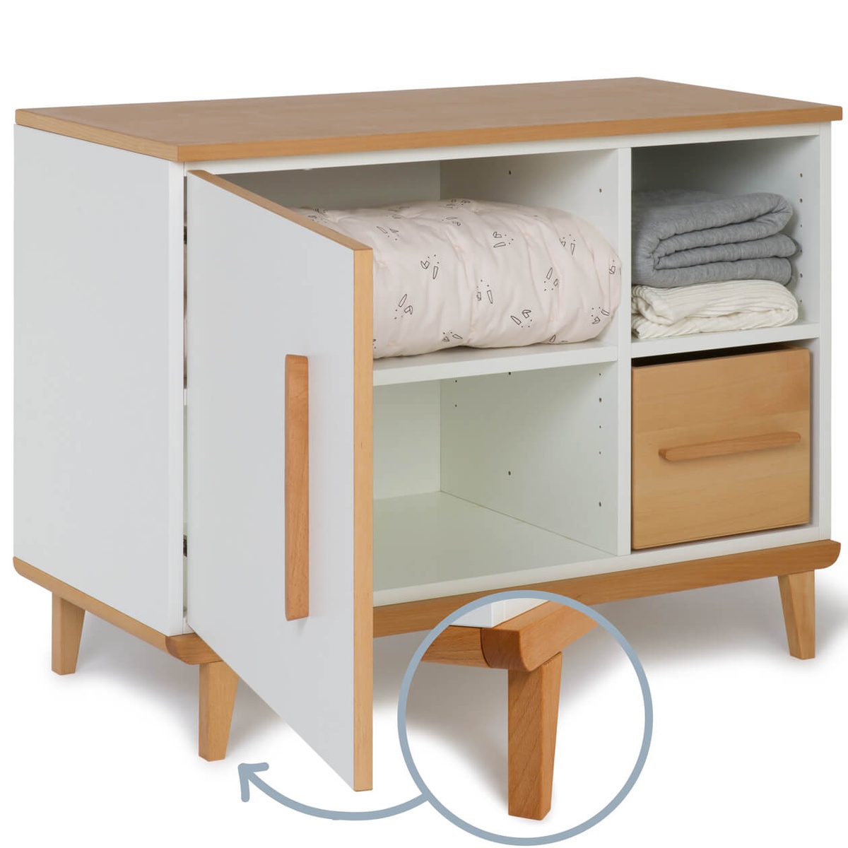 Kleinmöbel 1 Tür 2 Nischen NADO Retro Buche white