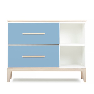 Kleinmöbel 2 Schubladen 2 Nischen NADO Curve Esche capri blue