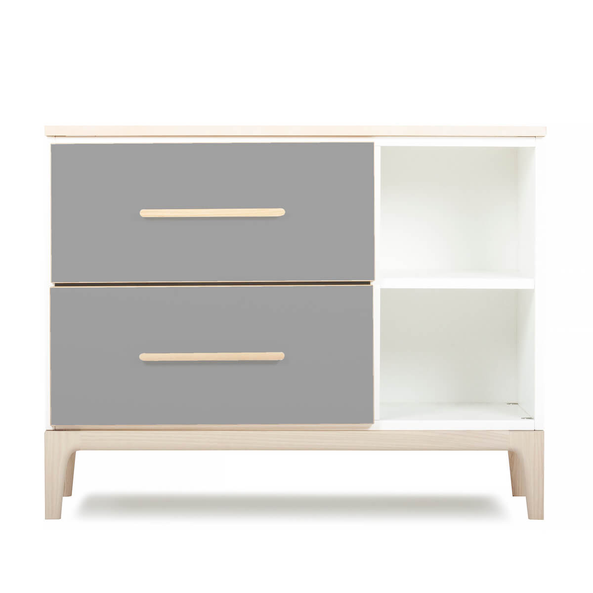 Kleinmöbel 2 Schubladen 2 Nischen NADO Curve Esche slate grey