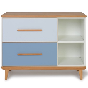 Kleinmöbel 2 Türen 2 Nischen NADO Retro Buche sky blue-capri blue