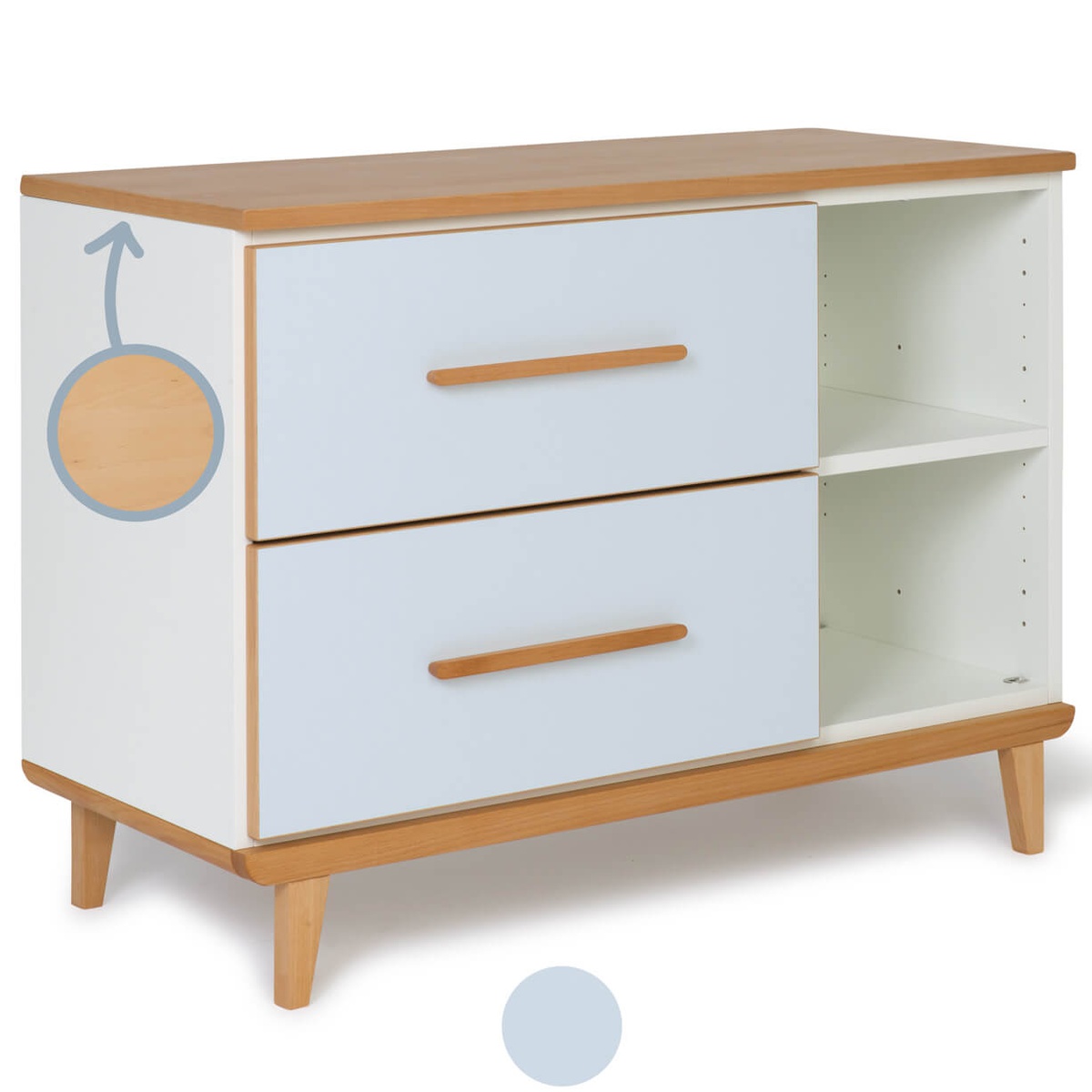 Kleinmöbel 2 Türen 2 Nischen NADO Retro Buche sky blue
