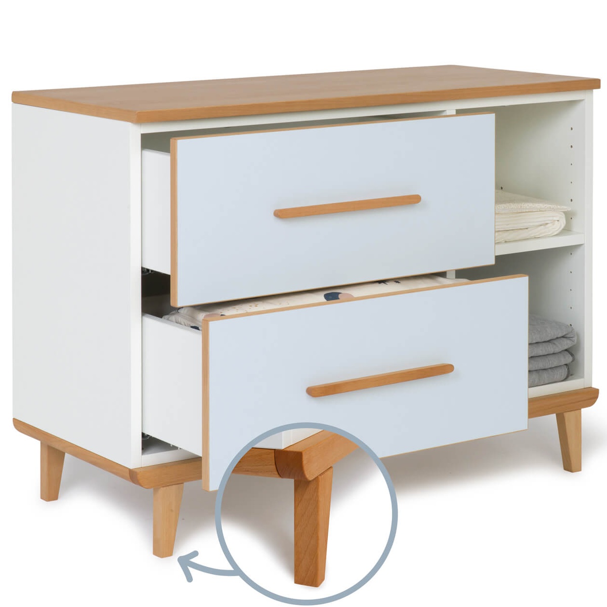 Kleinmöbel 2 Türen 2 Nischen NADO Retro Buche sky blue