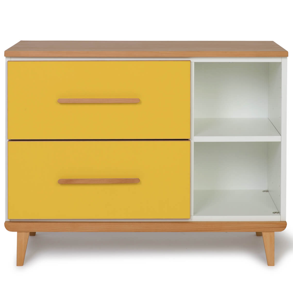 Kleinmöbel 2 Türen 2 Nischen NADO Retro Buche sunshine yellow