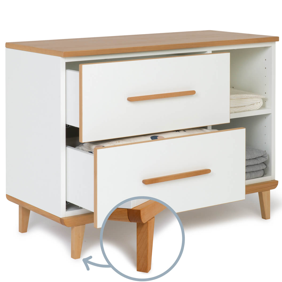 Kleinmöbel 2 Türen 2 Nischen NADO Retro Buche white