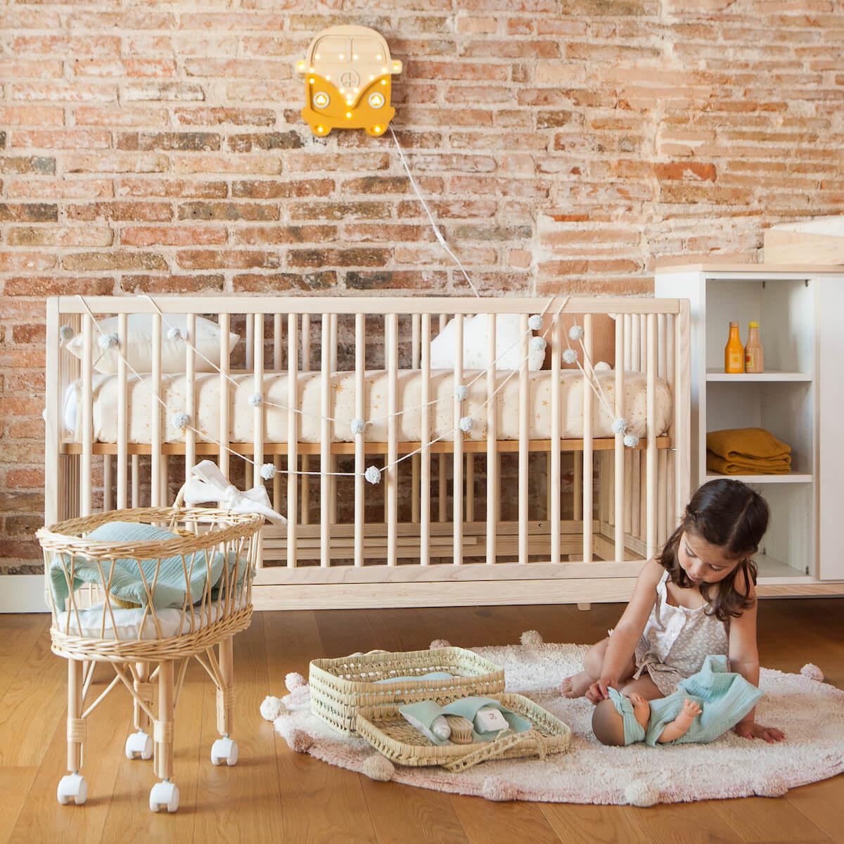 Koffer aus Palmblattgeflecht für Puppe BOBBLE grün