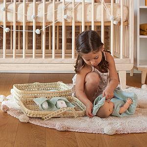 Koffer aus Palmblattgeflecht für Puppe BOBBLE grün