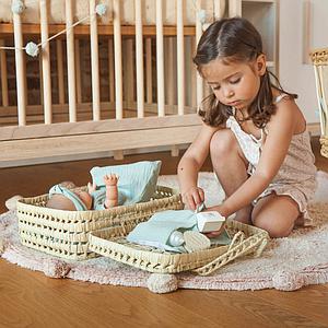 Koffer aus Palmblattgeflecht für Puppe BOBBLE grün