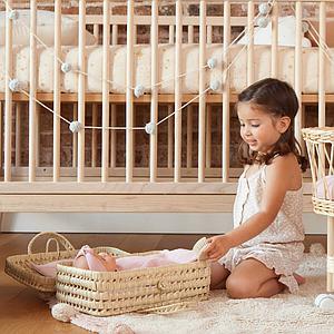 Koffer aus Palmblattgeflecht für Puppe BOBBLE rosa