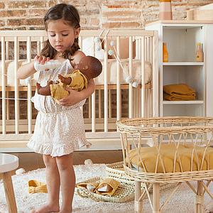 Koffer aus Palmblattgeflecht für Puppe BOBBLE senfgelb