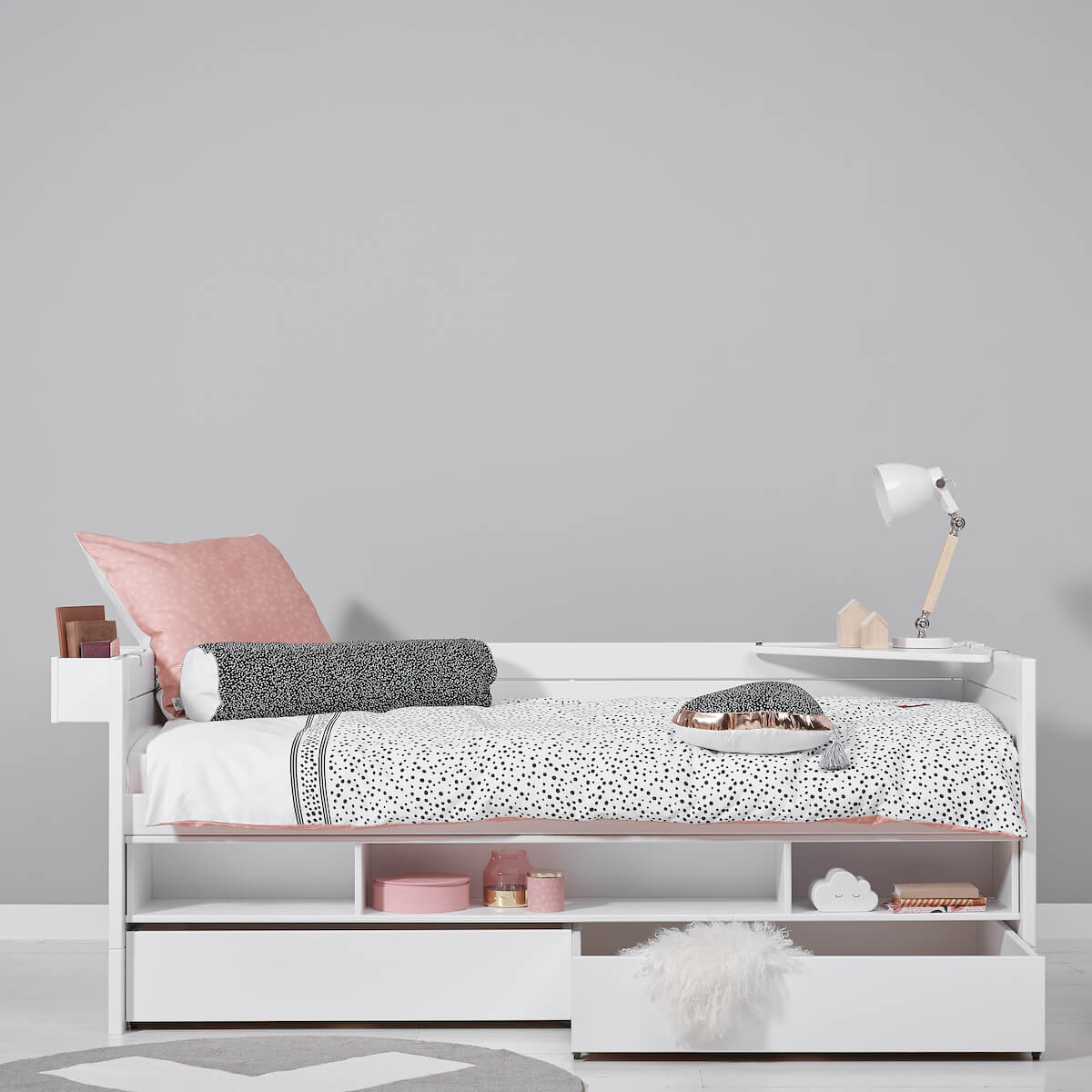 Kojenbett 90x200cm mit Rollboden Lifetime weiß