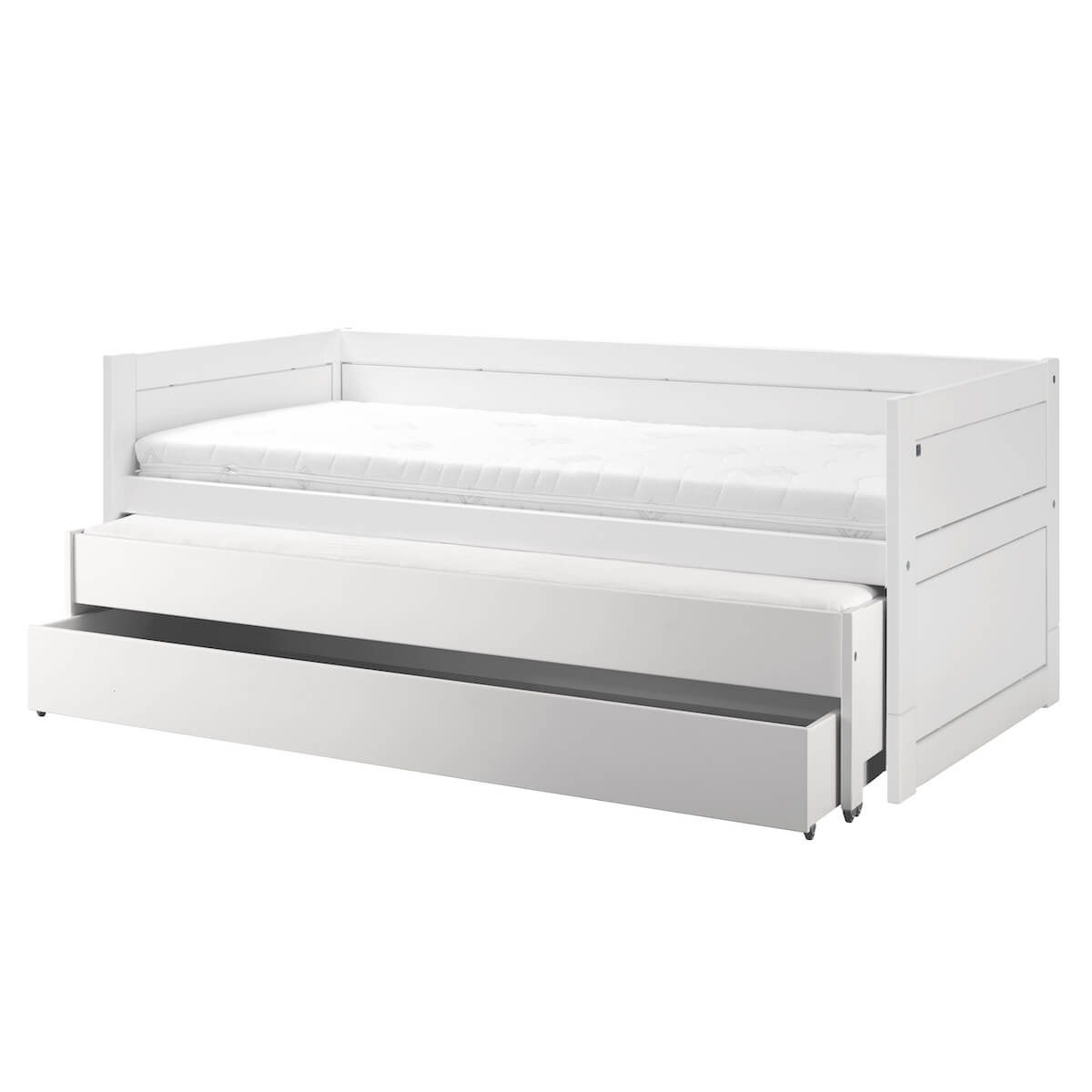 Kojenbett mit Deluxe Lattenrost + Ausziehbett + Schublade 90x200cm Lifetime weiß