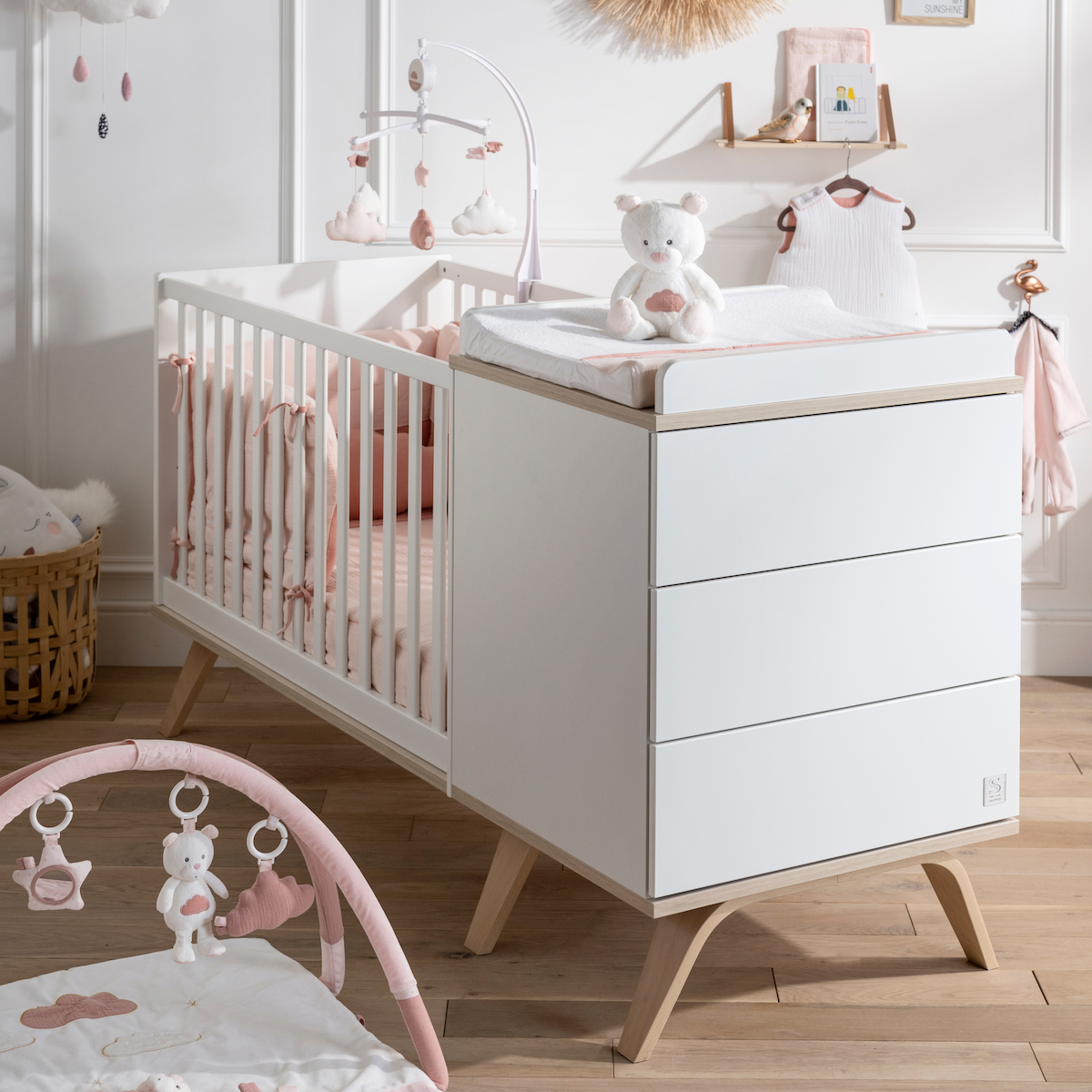 Kombibett 120x60cm auf 90x190cm erweiterbar SERENA Sauthon       