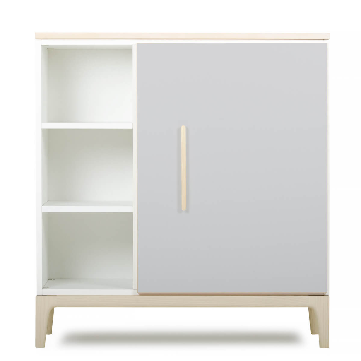 Kommode 1 Tür 3 Nischen NADO Curve Esche manhattan grey