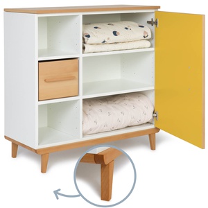 Kommode 1 Tür 3 Nischen NADO Retro Buche sunshine yellow