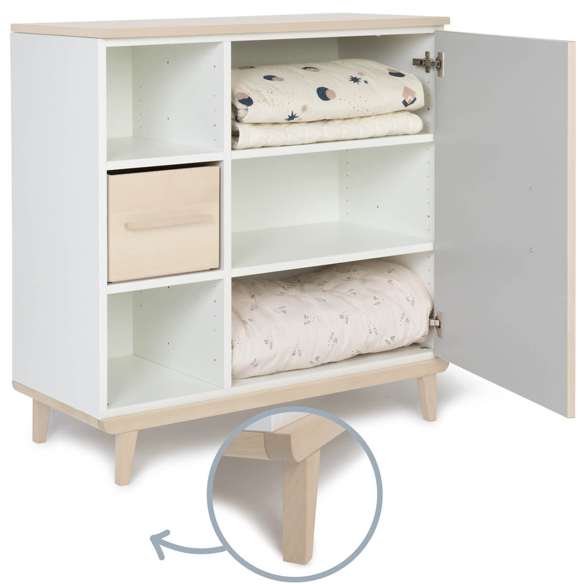 Kommode 1 Tür 3 Nischen NADO Retro Esche manhattan grey