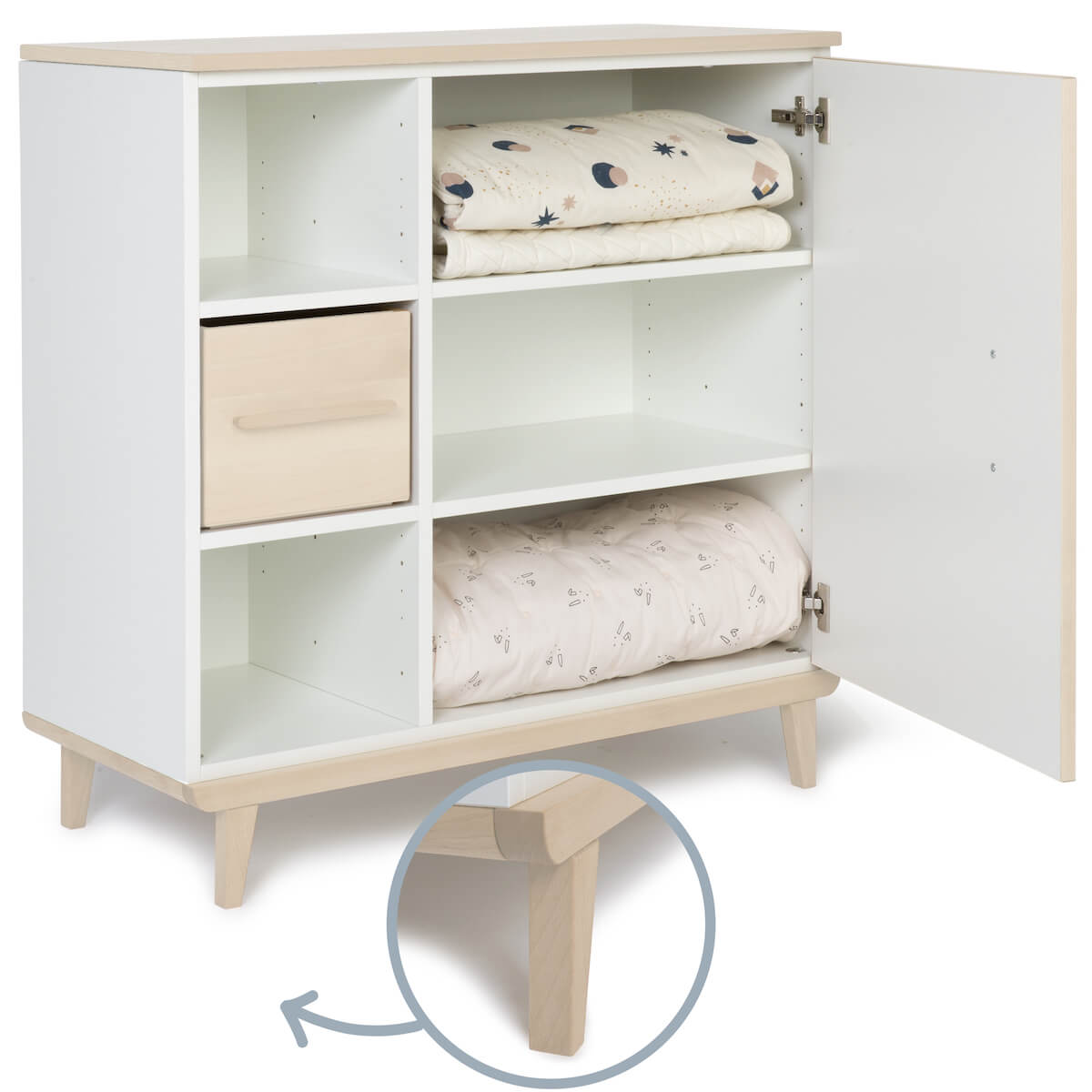 Kommode 1 Tür 3 Nischen NADO Retro Esche white