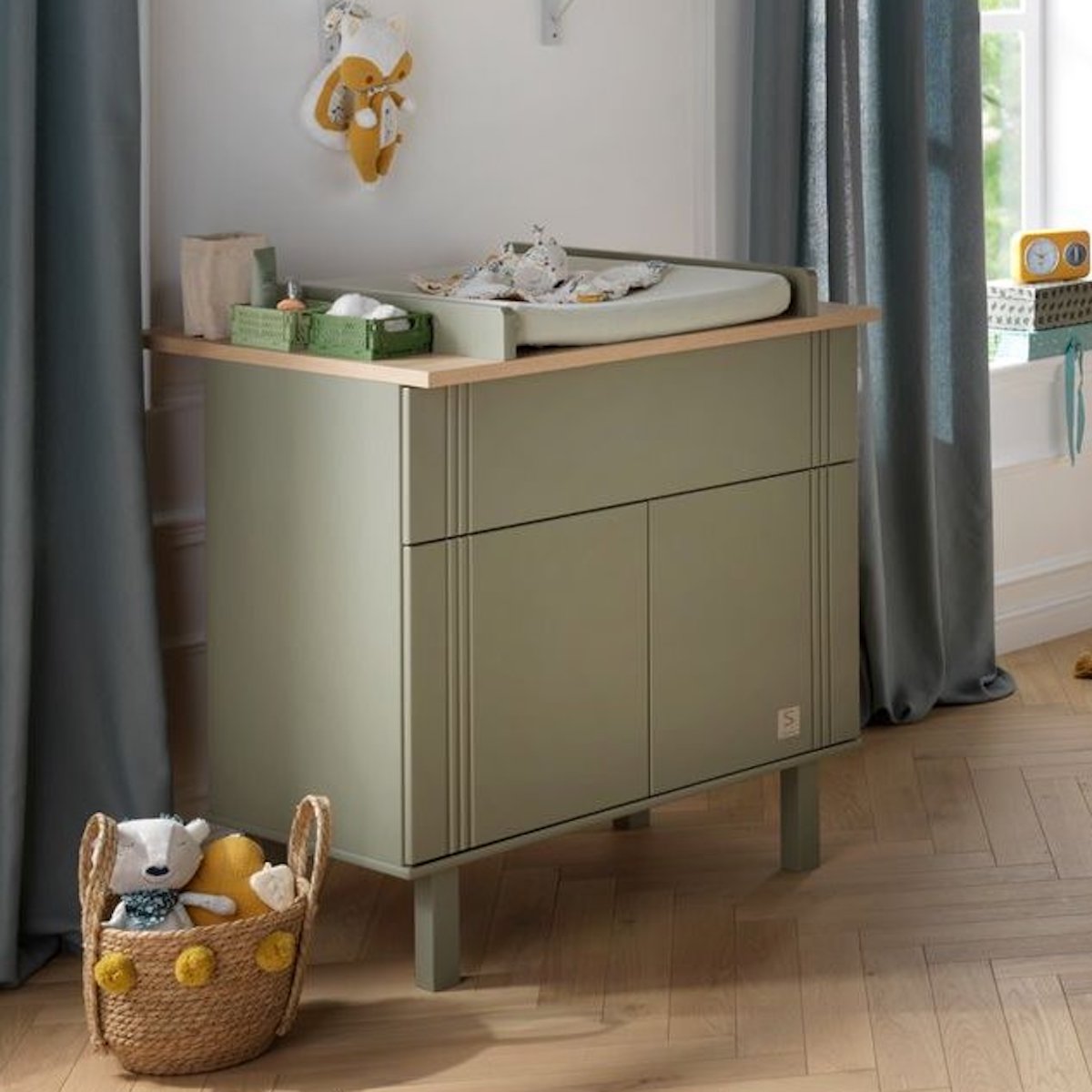 Kommode 2 Ports 1 Schublade ELEONORE Sauthon kaki