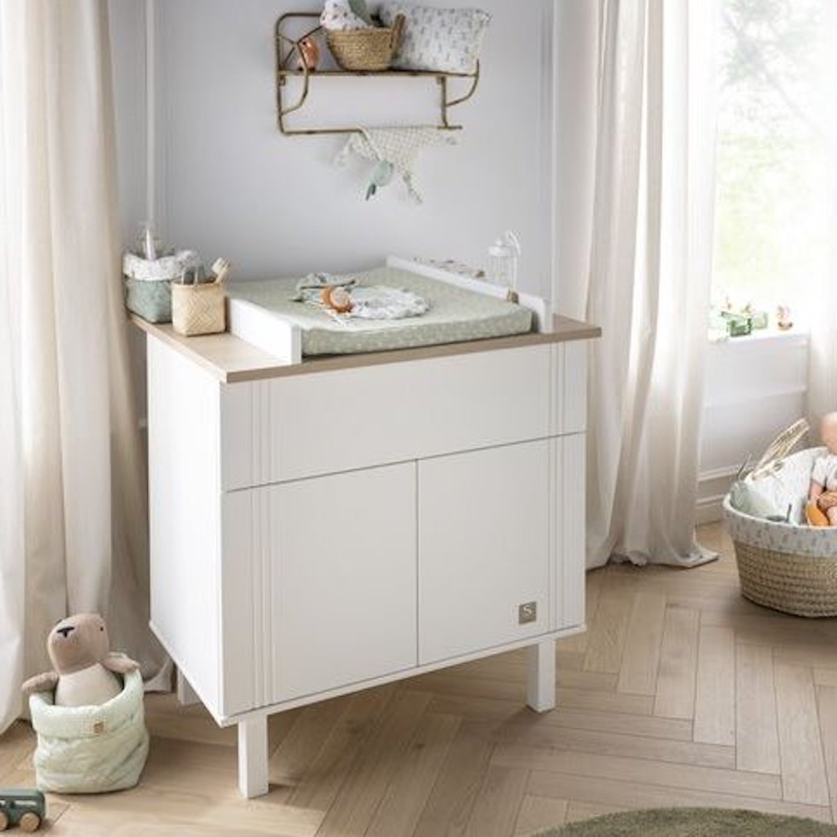 Kommode 2 Ports 1 Schublade ELEONORE Sauthon weiß