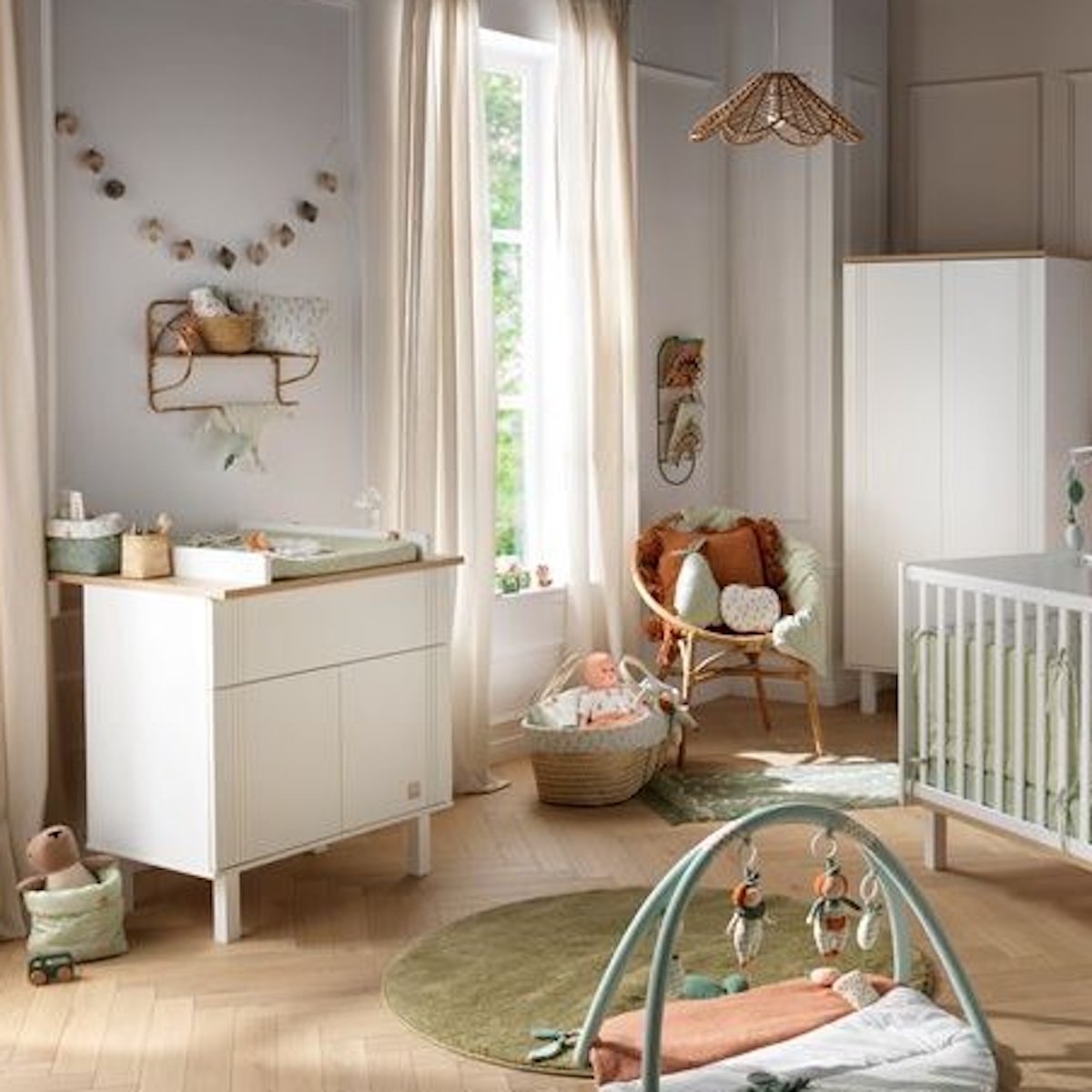 Kommode 2 Ports 1 Schublade ELEONORE Sauthon weiß