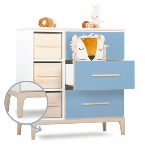 Kommode 3 Schubladen 3 Nischen NADO Curve Esche capri blue