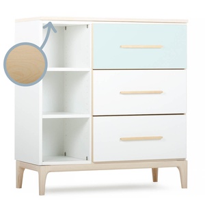 Kommode 3 Schubladen 3 Nischen NADO Curve Esche mint-white