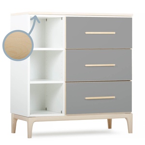 Kommode 3 Schubladen 3 Nischen NADO Curve Esche slate grey