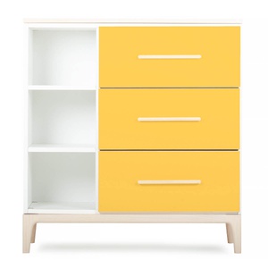 Kommode 3 Schubladen 3 Nischen NADO Curve Esche sunshine yellow 