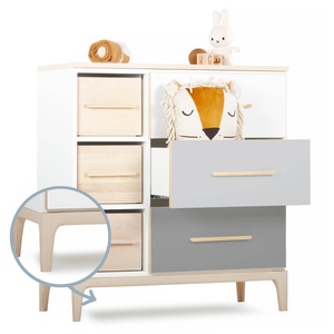 Kommode 3 Schubladen 3 Nischen NADO Curve Esche white-manhattan grey-slate grey