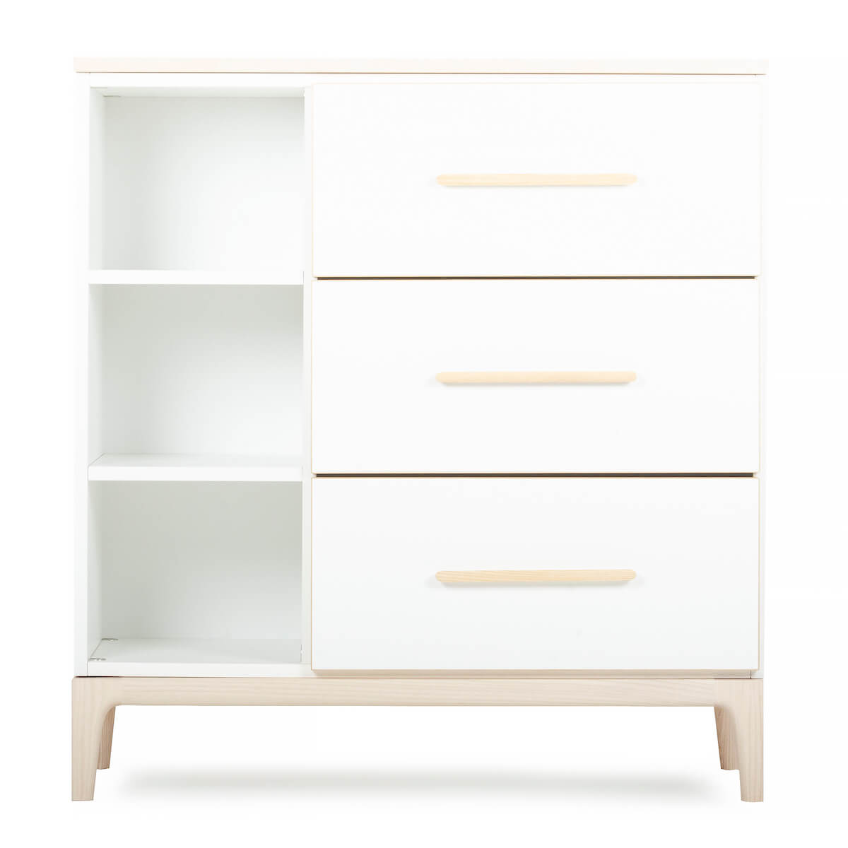 Kommode 3 Schubladen 3 Nischen NADO Curve Esche white