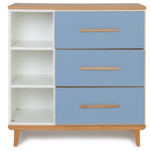 Kommode 3 Schubladen 3 Nischen NADO Retro Buche capri blue